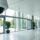 One of the best commercial security camera systems monitoring a modern office lobby.