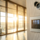 A business alarm system keypad in an office, a key component in security systems pricing.