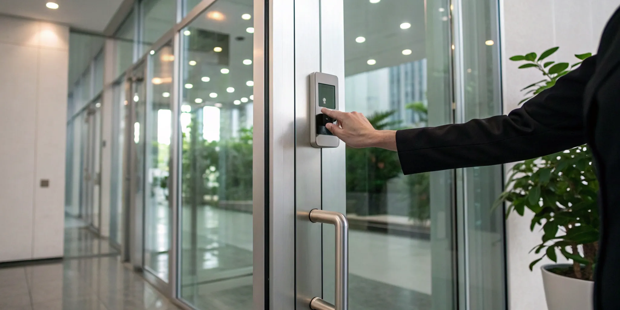 Employee using a system from one of the top commercial access control companies.