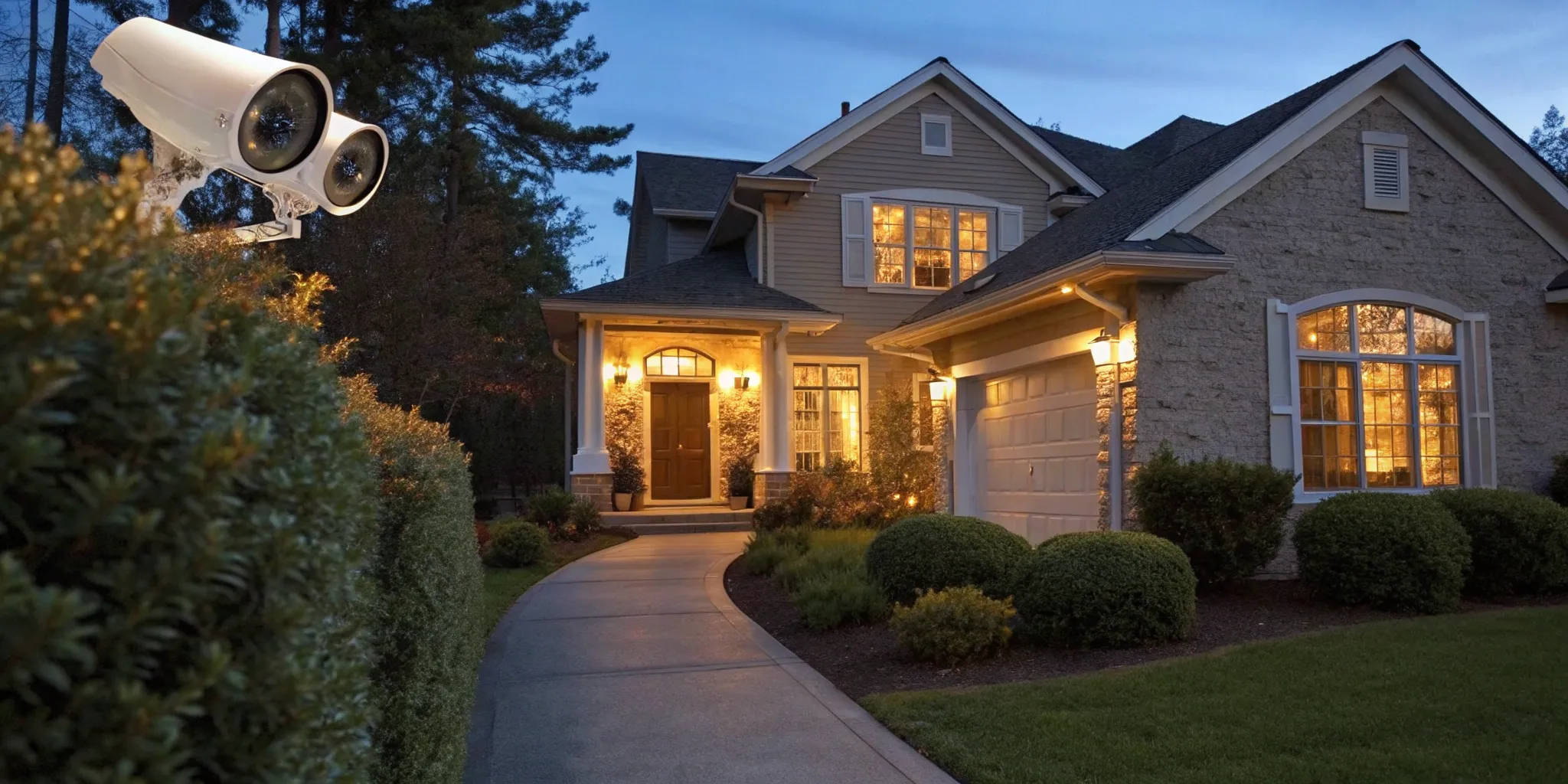 The best professional home security system camera protecting a modern house.