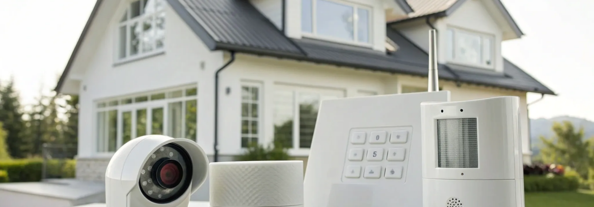 A modern house protected by one of the best home security alarm companies of 2026.