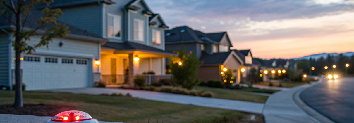 A commercial fire alarm monitoring system with a red light on a Milton business.