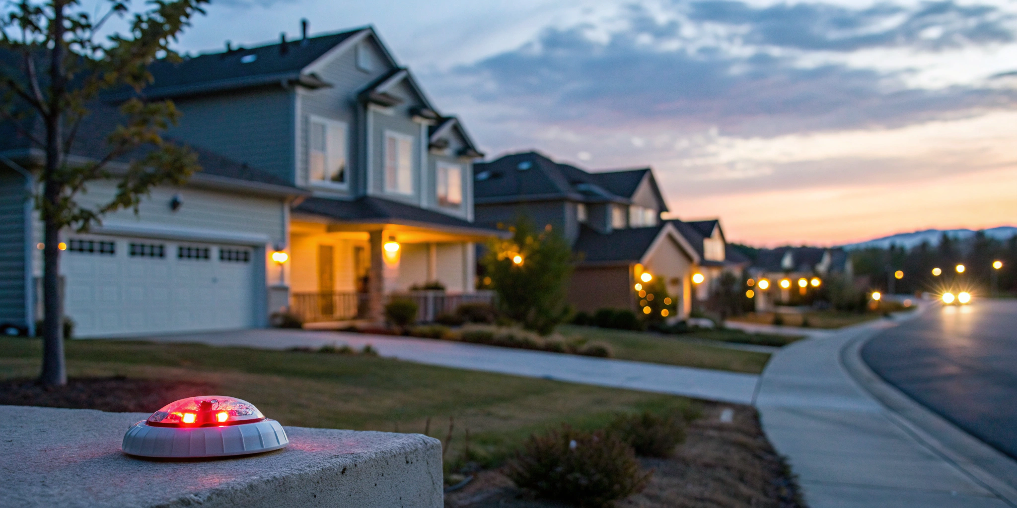 A commercial fire alarm monitoring system with a red light on a Milton business.