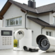 A high-end home security alarm system protecting a modern luxury home.