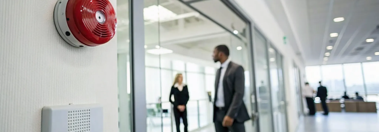 Commercial fire alarm system protecting a business office in Roswell.