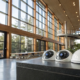 A small business security camera system installed in a modern office.