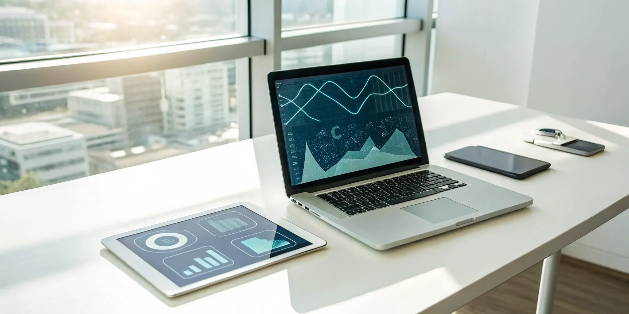 Laptop on a desk showing a breakdown of business security monitoring prices.