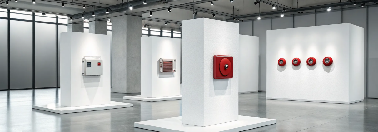 Different types of fire alarm systems, including smoke and heat detectors.