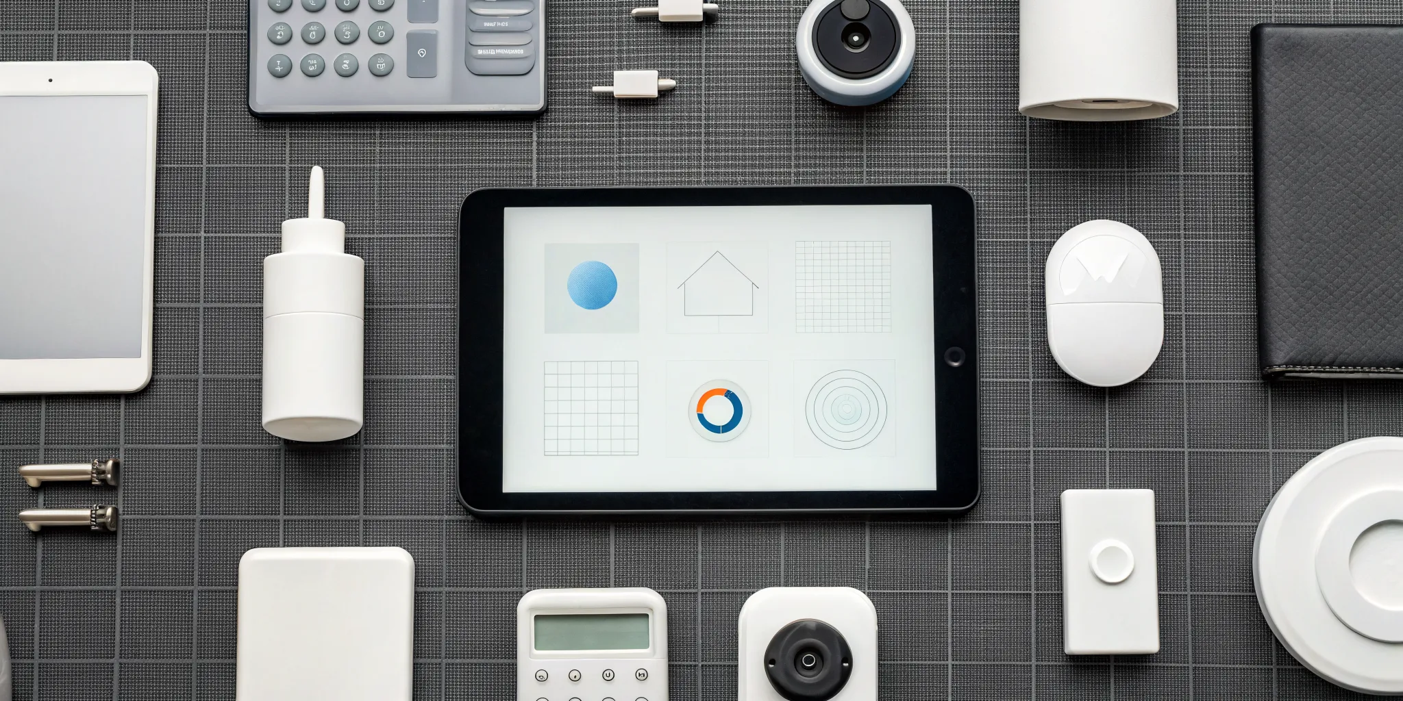 Home alarm system equipment on a table, breaking down the total cost to install.