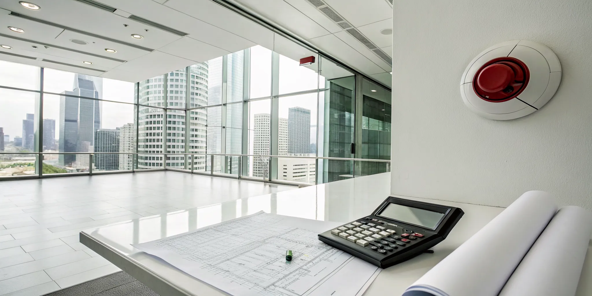 Calculating commercial fire alarm monitoring rates with a blueprint and calculator.