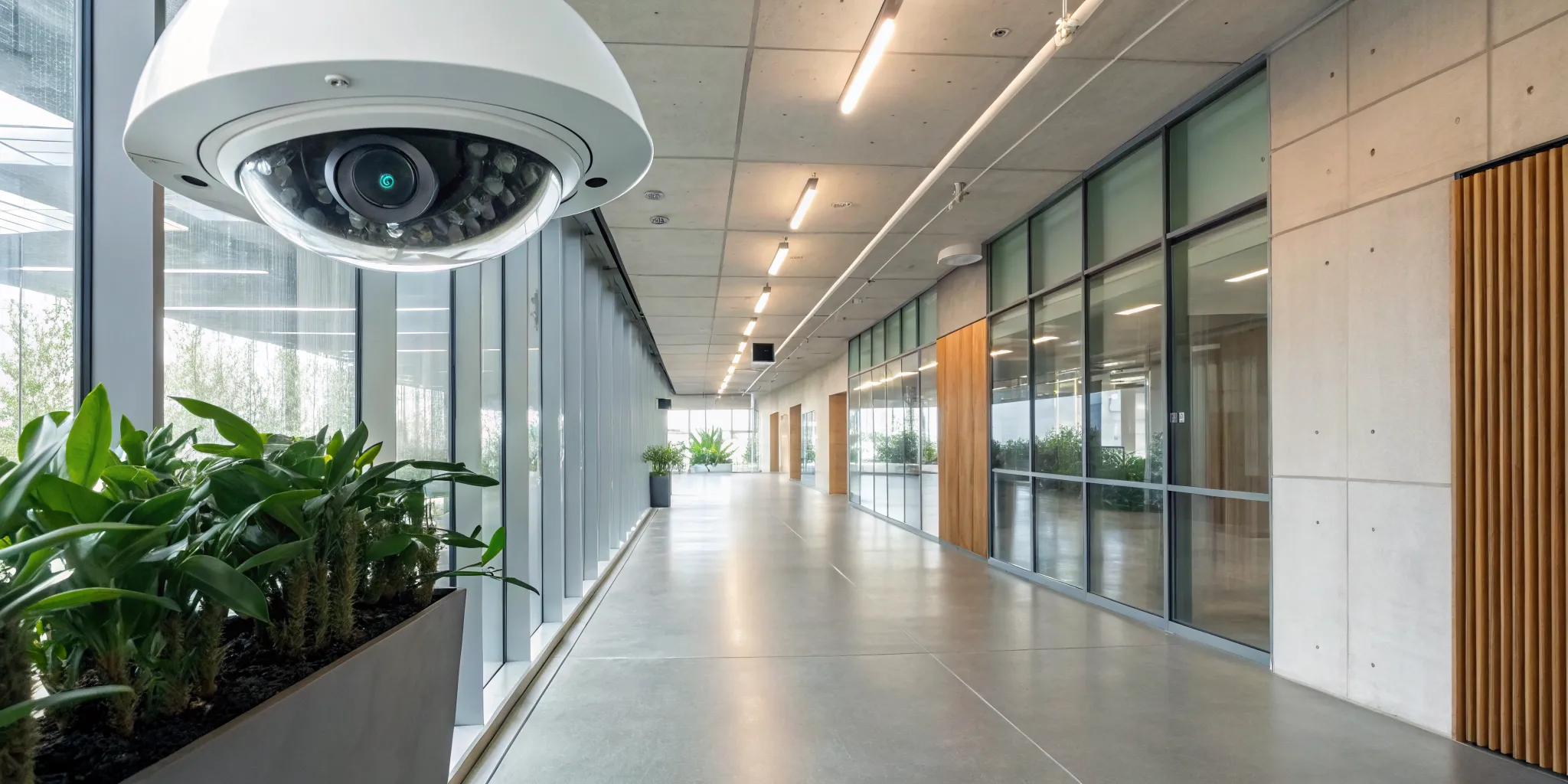 IP camera system providing security benefits for a modern office.