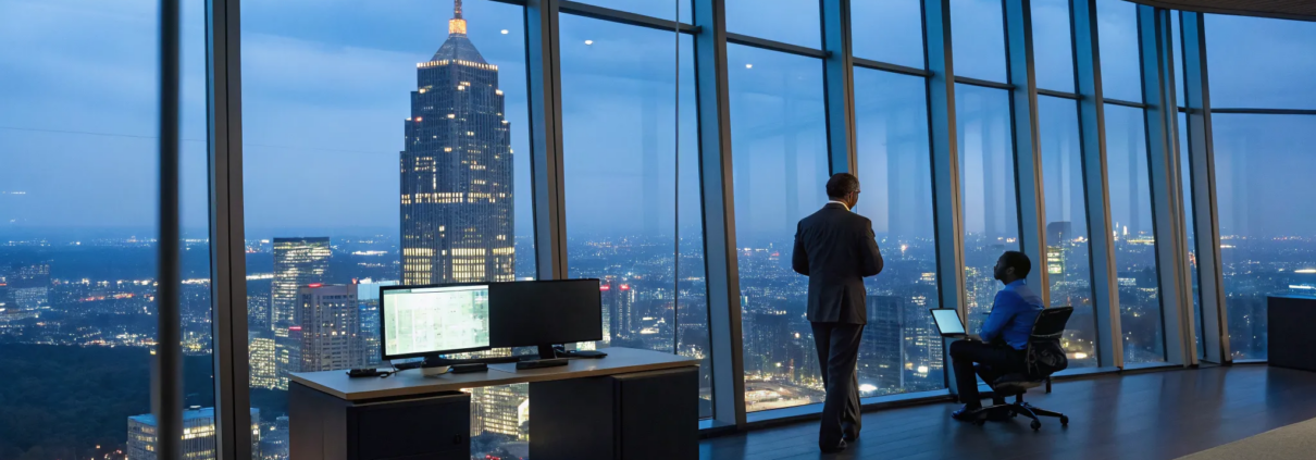 An upgraded commercial security system in an Atlanta office after a successful takeover.