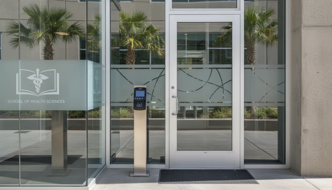 Controlled access systems reader at a secure commercial entrance