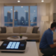 Technician reviewing no contract alarm monitoring for an Atlanta property
