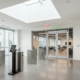 Modern Atlanta office entrance with integrated security systems