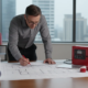 Professional reviewing commercial fire alarm design plans