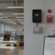 Commercial office security system and access control panel in modern Atlanta workspace