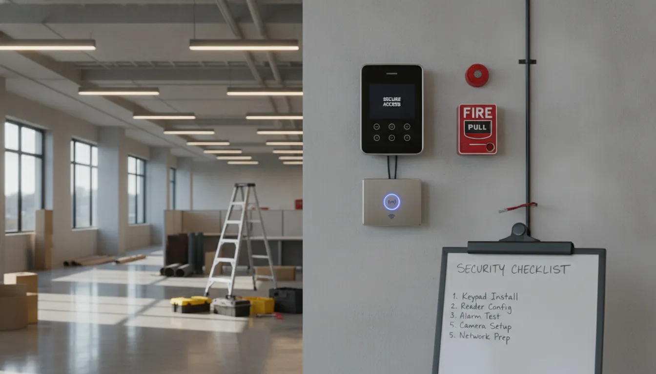 Commercial office security system and access control panel in modern Atlanta workspace
