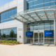 Professional medical office building exterior in Atlanta with modern security systems