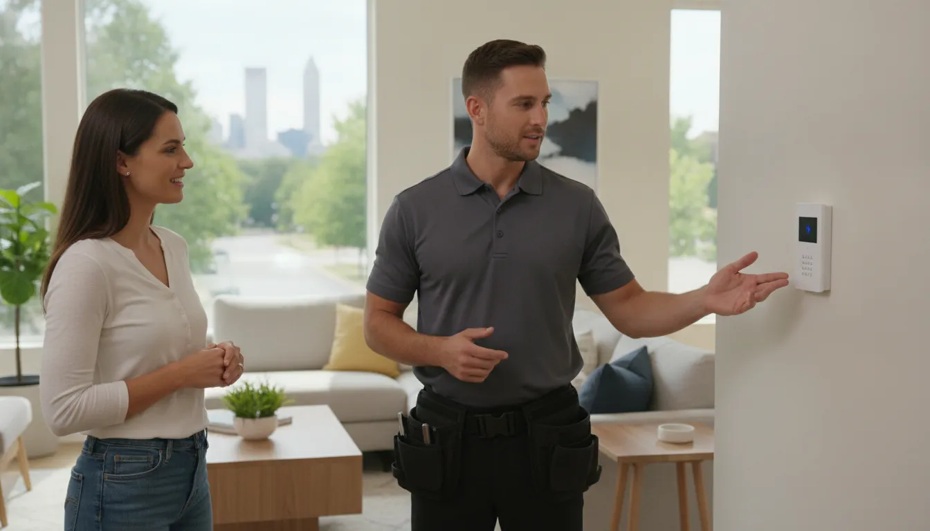 Professional security technician supporting an Atlanta home